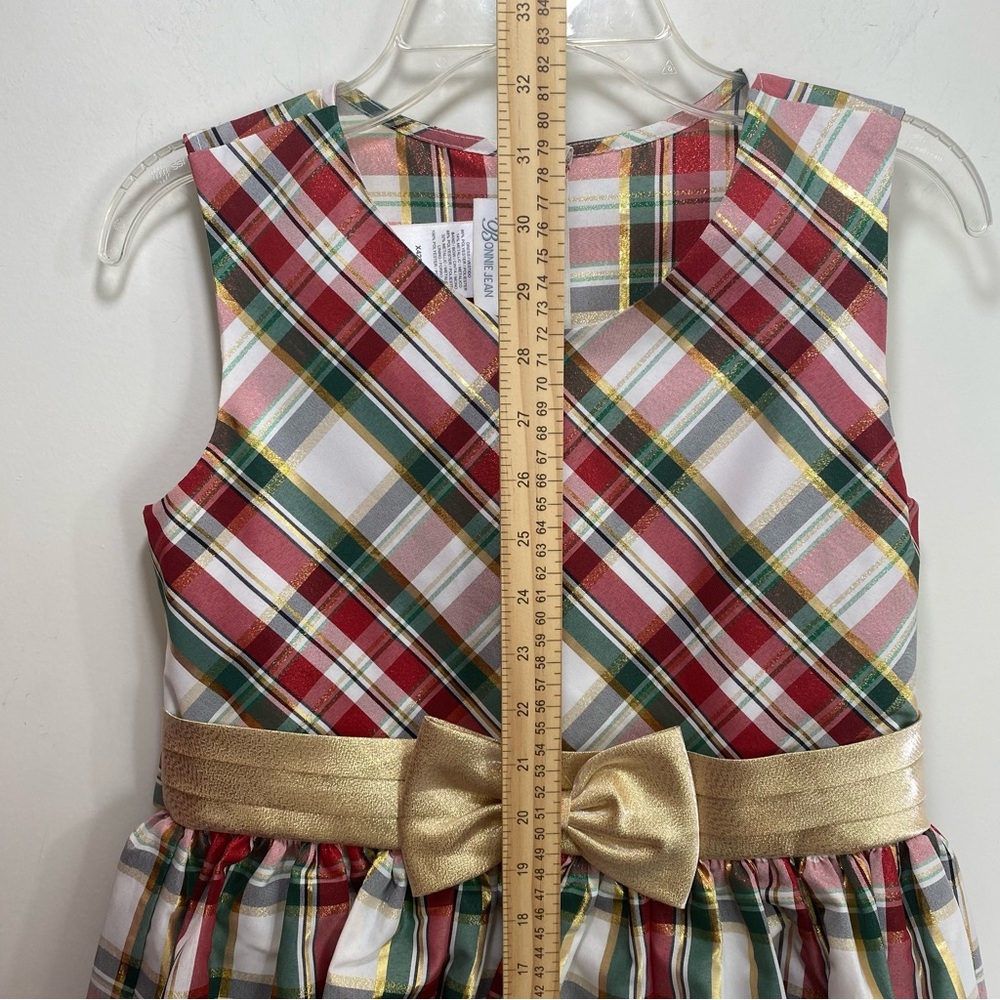 Party Formal Holiday Girls Gold Red Green Christmas Dress Bonnie Jean Shimmer 14 - Picture 6 of 7